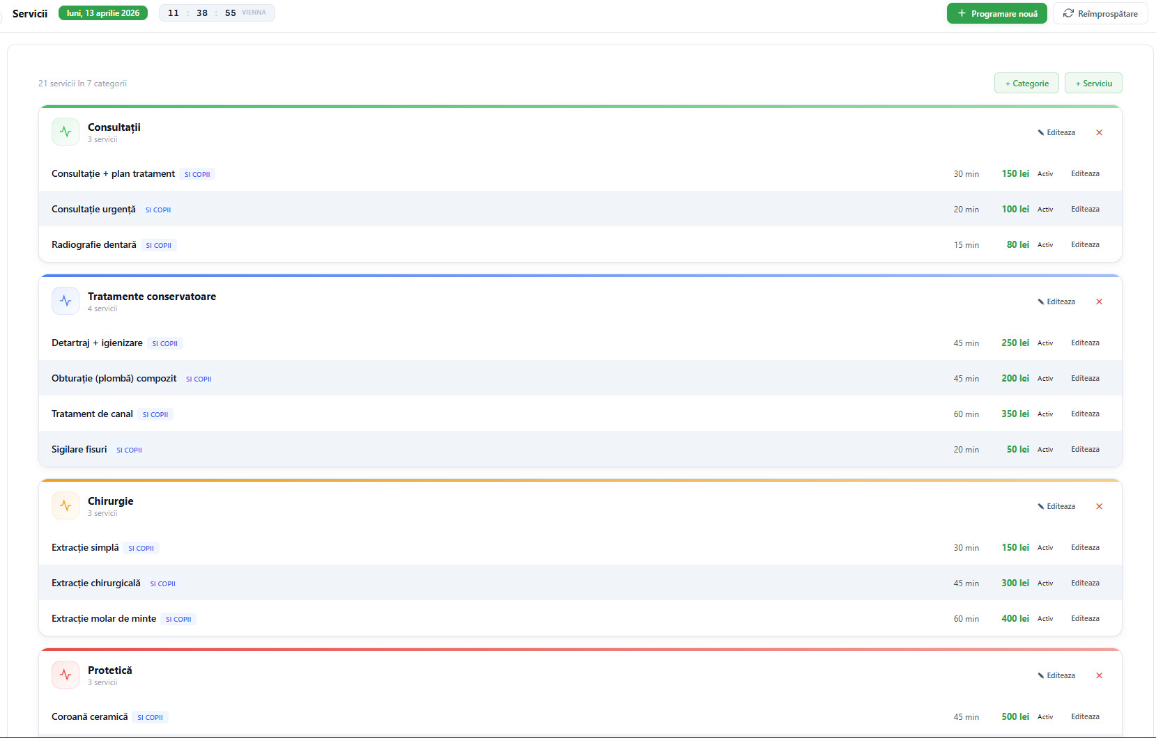 Servicii stomatologice configurate